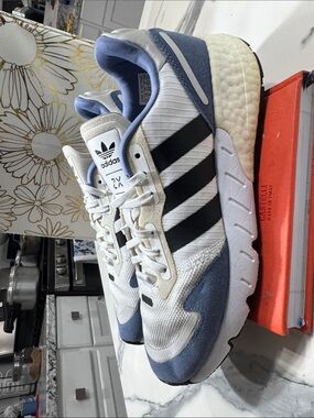 adidas ZX 2k Boost Sneakers in White, Blue & Black (HO 1909 )